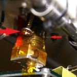 J-Head Hot End held in by screws jammed up the bottom.